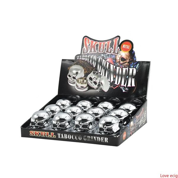 Skull Grinder Metal Smoking Herb 43MM 3 Partes Capas Especias Tabaco Molinillos de dibujos animados Trituradora Herbal Cigarette Miller Regalo para Navidad DHL