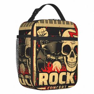 Schedel Gitaar Rock Festival Geïsoleerde Lunchtas voor Vrouwen Waterdichte Heavy Metal Punk Muziekkoeler Thermische Lunchbox Werk School R9Nv #