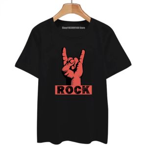 Skull Hand Sign of the Horns T-shirt heavy metal rock n roll groupe tatouage t-shirt harajuku graphiques t-shirts décontractés