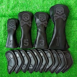 Skull Head Golf Irons Cover 10 stks Wood Driver Protect Headcover Golf Accessories Putter Golf Iron Club Head Cover 240430
