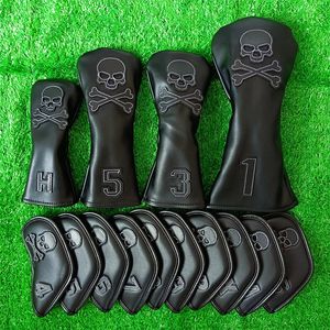 Skull Head Golf Irrons Cover 10pcs Wood Driver Protect HeadCover Golf Accessoires Putter Golf Iron Club Head Cover 240424