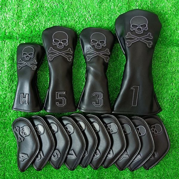 Skull Head Golf Irrons Cover 10pcs Wood Driver Protect HeadCover Golf Accessoires Putter Golf Iron Club Head Cover 240424