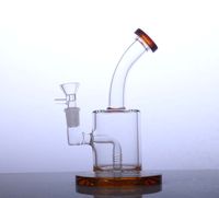7 pouces verre fumée eau mini Bong tuyau courbé avec narguilé percolateur en ligne YQ-58-D