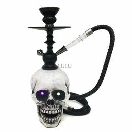 Crâne Narguilés Ensemble Led Lumière Yeux Glow Usb Recharge Tuyau De Fumer Tube Unique Narguile Shisha Complète Avec Accessoires De Narguilé HKD230809