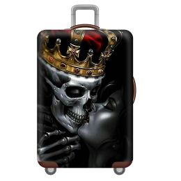 Skull Luggage Protective Cover Accessoires de voyage de 18-32 pouces CARCATÉS 3D ÉLASTICON IMPRIMÉ BACHAGE COURT