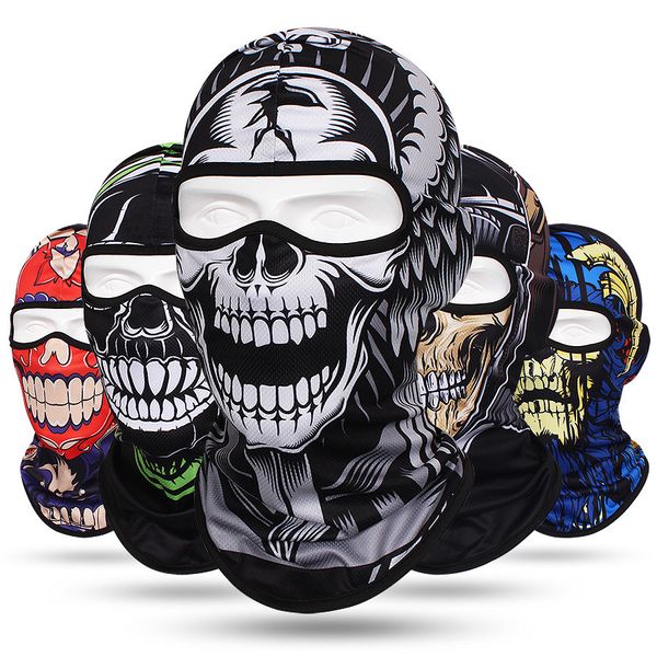 Calavera Hombres Pasamontañas Máscara de esquí Ciclismo Gorras Máscaras Snowboard Cubierta de la cara Motocicleta Casco de bicicleta Capucha Pañuelo Bufanda Transpirable a prueba de viento