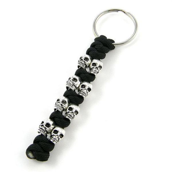 Porte-clés Skull Paracord - Noir armée vert Snake Knot Skull Paracord Key Chain- Key Chain232G