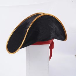 Skull Print Pirate Captain Hat Tri Corner Pirate Party Party Halloween Pirate Costume Accessoires avec Hook Télescope pour les yeux
