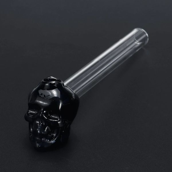 Pipes de brûleur à mazout en verre Skull Pyrex Pipe Jumbo à ongles de 5,5 pouces de longueur Tubes de fumage transparents épais Bols en verre pour fumeurs Jaune Bleu Vert Rose Noir Gris Couleurs