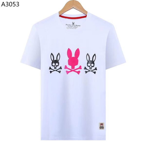 Camisas de conejo calavera camisetas psicológicas camisetas para hombre hemd hombres diseñadores camiseta cuello redondo de manga corta ropa de algodón puro casual