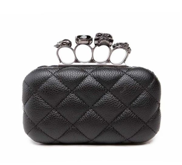 Skull Ring Woman Evening Sac Vintage Plaid Clutch Ladies Messenger Sacs Mini Black Luxury Party Crochets Pourse7626616