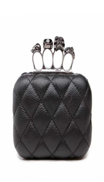 Skull Ring Woman Evening Sac Vintage Plaid Clutch Ladies Messenger Sacs Mini Black Luxury Party Crochets Pourse2968744