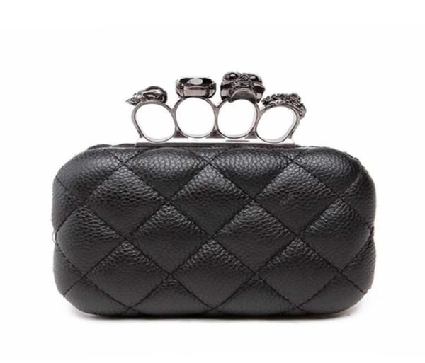 Skull Ring Woman Evening Sac Vintage Plaid Clutch Ladies Messenger Sacs Mini Black Luxury Party Crochets Pourse6323613