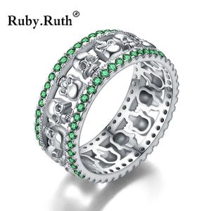 Schedelring Vrouwen Mannen Punk Stijl Mode Charm Zwart Ronde Cubic Zirconia Sieraden Bruiloft Valentijnsdag Dag Drop Band Ringen