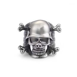 Totenkopf-Ringe, 316L-Edelstahl-Ring für Punk-Rock-Krieger, Herren-Biker-Schmuck1248t