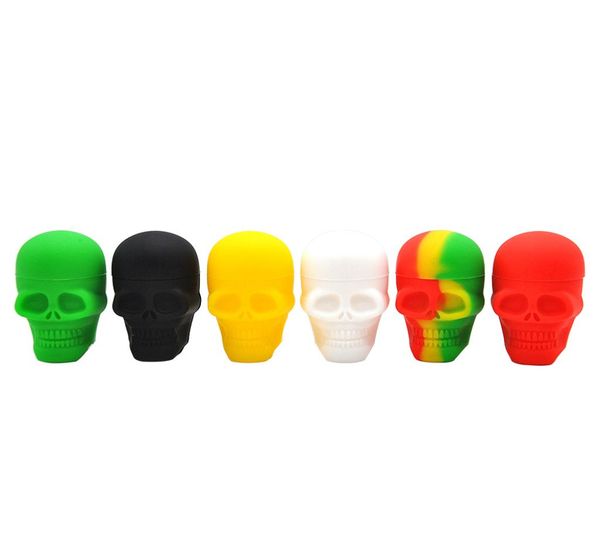 Skull Forme Silicone Dab Container Multi Color Vis Top 15 ml 3 ml Récipient de tampon antiadhésif Jar7373448