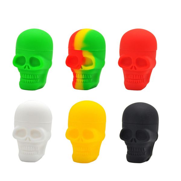 Otros accesorios para fumar Envase con forma de calavera 3ml 15ml tarros de silicona dab cera vaporizador aceite caucho grado alimenticio caja de hierbas secas