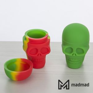 Skull Silicone Smoking Container Wax Pot pour Dry Tabacco Herb Round Halloween Style Gel Boîte de rangement