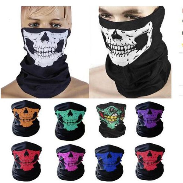 Crâne Squelette Masque Halloween Écharpe En Plein Air Vélo Multi Fonction Cache-Cou Fantôme Demi Visage Cosplay Chic Moto Scraf GC2196