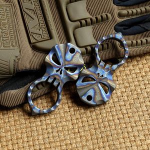 Schedel Skelet enkele vinger ring TC4 Titanium Zelfverdediging punch dolken buiten Gesp Survival pocket EDC Knuck knokkels Multi tools