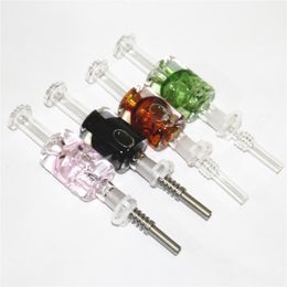 Crâne Fumer Nectar Bong Huile De Refroidissement À L'intérieur Avec 14mm De Quartz Ou En Acier Inoxydable Pointe En Verre Pipe À Eau Rigs D'huile Bongs