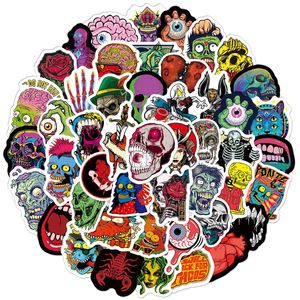 Paquete de pegatinas de calavera, 100 unidades, pegatinas punk para portátil, botella de agua, vinilo loco, calcomanías de esqueleto de terror, adultos, adolescentes, monopatín, ordenador, guitarra, motocicleta, bicicleta