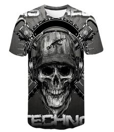 Crâne T-shirt Hommes Squelette T-shirt Punk Rock T-shirt Pistolet T-shirts 3d Impression T-shirt Vintage Hommes Vêtements D'été hauts Grande Taille 6XL8919985