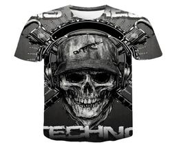 Skull T-shirt Men Skeleton Tshirt Punk Rock Tshirt Gun T-Shirts 3D Print Tshirt Vintage Men Vêtements Tops d'été Plus taille 6xl8011944