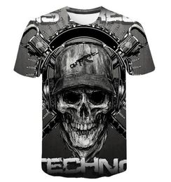 Skull T-shirt Men Skeleton Tshirt Punk Rock Tshirt pistolet T-shirts 3D Print Tshirt Vintage Men Vêtements Tops d'été Plus taille 6xl9750607