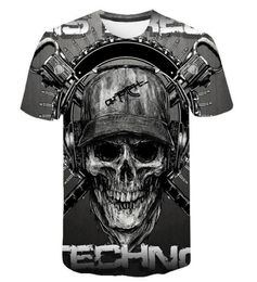 Schedel T-shirt Heren Skeleton T-shirt Punk Rock T-shirt Gun T-shirts 3d Print T-shirt Vintage Herenkleding Zomer tops Plus Size 6XL7958515