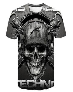 Camiseta con calavera para hombre, camiseta con esqueleto, camiseta Punk Rock, camisetas con estampado 3d, ropa Vintage para hombre, tops de verano de talla grande 6XL7203707