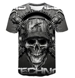 Skull t -shirt mannen skelet t -shirt punk rock t -shirt pistool t shirts 3d print t -shirt vintage heren kleding zomer tops plus size 6xl4028650