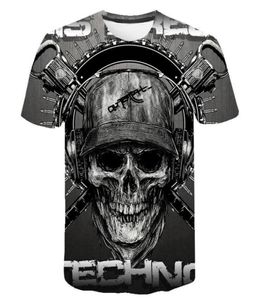 Skull t -shirt mannen skelet t -shirt punk rock t -shirt pistool t shirts 3d print t -shirt vintage mannen kleding zomer tops plus size 6xl2288015