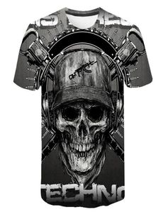Schedel T-shirt Mannen Skelet T-shirt Punk Rock T-shirt Gun T-shirts 3d Print T-shirt Vintage Mannen Kleding Zomer tops Plus Size 6XL8621005