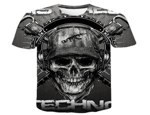 Crâne T-shirt Hommes Squelette Tshirt Punk Rock Tshirt Gun T-shirts 3d Imprimer Tshirt Vintage Hommes Vêtements D'été hauts Grande Taille 6XL7524673