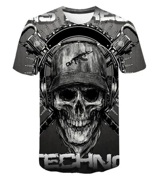 Camiseta de calavera Men Skeleton camiseta punk rock camisetas de pistola 3d estampado camiseta vintage para hombres vintage tops de verano talla 6xl6873171