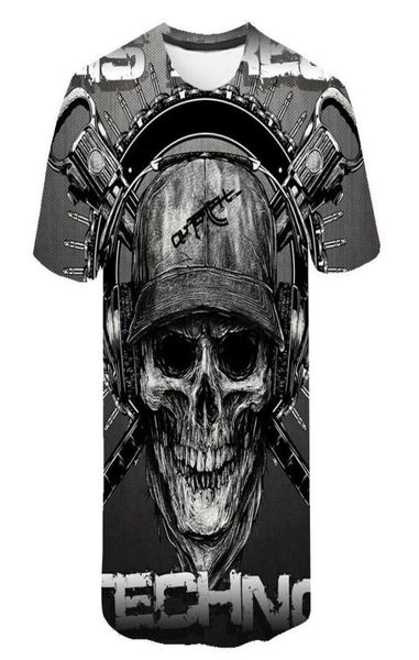Camiseta de calavera Men Skeleton Tshirt Punk Rock Camiseta Tisas de pistola 3D PREPT STSHIRT Vintage Men Ropa Tops de verano Plus Tamaño 6xl4313053
