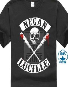 Skull T-shirt Negan Lucille Tshirt The Walking Dead T-shirt pour les hommes Horreur Discount Halloween Tee Street Style Tops Blac2305334