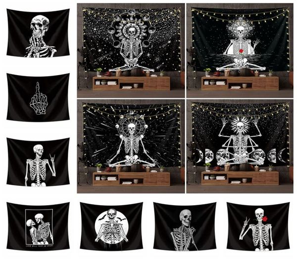 Tapiz de calavera moda euroamericana colgante de pared de poliéster decoración de Hallowmas mantel impreso estera de yoga toalla de playa barra de fiesta backdr5305868