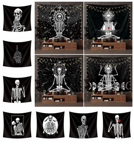 Tapiz de calavera moda euroamericana colgante de pared de poliéster decoración de Hallowmas mantel impreso estera de yoga toalla de playa barra de fiesta backdr9883908