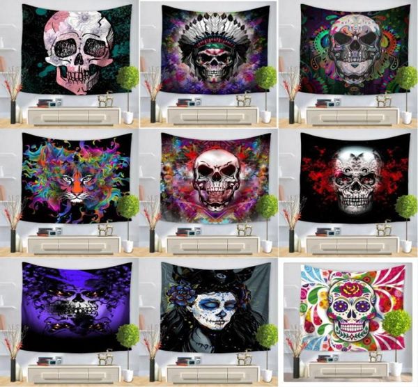 Skull Tapestry Halloween Mur de crâne suspendu Mat de yoga serviette de plage de couverture de couverture de couverture de couverture canapé