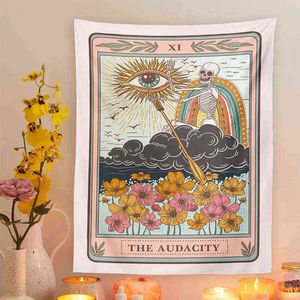 Skull Tarot Tapestry Mandala Decoratie foto kamer muur tapijten levende canvas decoraties tapiz j220804