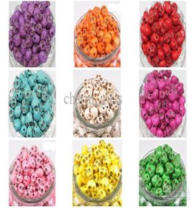 Schedel Turquoise Edelsteen Losse Kralen Bedels Schedel Kraal Fit Diy Handwerk 12mm mix 1000 stuks9961289