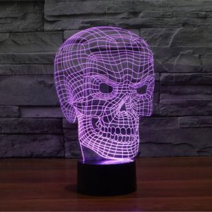 Schedel met boos gezicht 3D Nachtlampje Optische illusie Visuele lampen voor Kerstmis Halloween-geschenken, Elstey 7 kleuren touch tafel bureaulamp