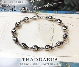 Calaveras de la cadena de enlaces Bracelets Punk 925 Sterling Silver Trendy Fashion Street Jewelry Europe Style For Men Women Gift 2103158361655