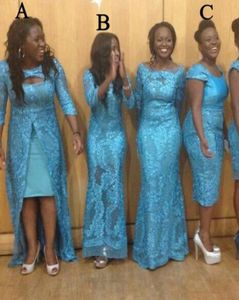 Sky Blue Lace Bruidsmeisje Jurken Design 3 stijlen Zuid -Afrika Bruidsmeisje formele jurken Mermaid Convertible Dresses Party Even9497808