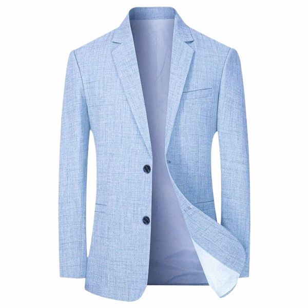 Veste de costume pour hommes bleu ciel Blazers minces printemps automne solide Busin vêtements de cérémonie hommes vêtements manteau de mariage surdimensionné 4XL i6CI #