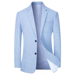 Veste fine bleu ciel pour hommes, printemps et automne, vêtements formels d'affaires solides, veste de mariage surdimensionnée 4XL 240326