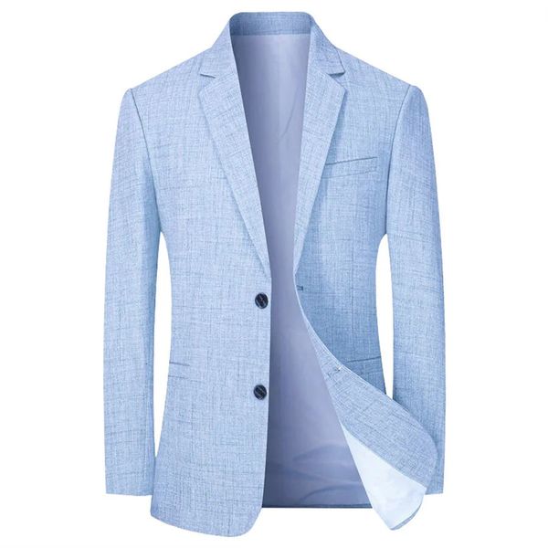 Veste de costume bleu ciel pour hommes, blazer fin, solide, vêtements de cérémonie, manteau de mariage, surdimensionné 4XL, printemps-automne, 240313