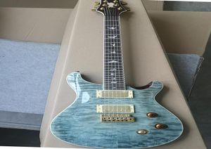 Sky Blue PRS Maple Maple 6 String Guitare électrique PRS Flame Maple Rosewood Forfard Fabriqué en Chine Small Tremolo Bridge1740491